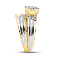 Load image into Gallery viewer, 14kt Two-tone Gold His Hers Round Diamond Cluster Matching Wedding Set 3/4 Cttw
