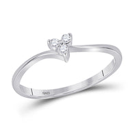 Load image into Gallery viewer, 10kt White Gold Womens Round Diamond Heart Promise Ring 1/20 Cttw
