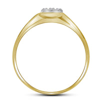 Load image into Gallery viewer, 10kt Yellow Gold Mens Round Diamond Brushed Cluster Ring .03 Cttw
