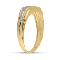 Load image into Gallery viewer, 10kt Two-tone Gold Mens Round Diamond Wedding Band Ring 1/8 Cttw
