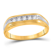 Load image into Gallery viewer, 10kt Two-tone Gold Mens Round Diamond Wedding Band Ring 1/8 Cttw
