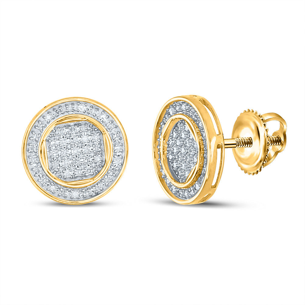 10kt Yellow Gold Mens Round Diamond Circle Earrings 1/4 Cttw