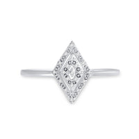 Load image into Gallery viewer, 10kt White Gold Womens Round Diamond Geometric Fashion Ring 1/20 Cttw
