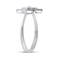 Load image into Gallery viewer, 10kt White Gold Womens Round Diamond Geometric Fashion Ring 1/20 Cttw
