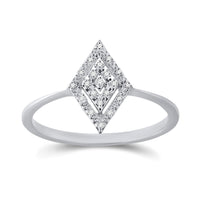 Load image into Gallery viewer, 10kt White Gold Womens Round Diamond Geometric Fashion Ring 1/20 Cttw
