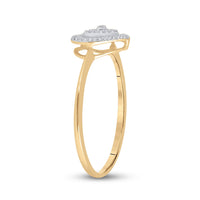 Load image into Gallery viewer, 10kt Yellow Gold Womens Round Diamond Slender Heart Cluster Ring 1/20 Cttw
