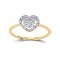 Load image into Gallery viewer, 10kt Yellow Gold Womens Round Diamond Slender Heart Cluster Ring 1/20 Cttw

