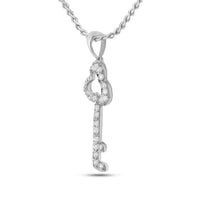 Load image into Gallery viewer, 10kt White Gold Womens Round Diamond Trefoil Key Pendant 1/6 Cttw

