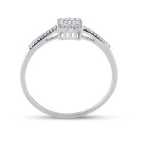 Load image into Gallery viewer, 10kt White Gold Womens Round Diamond Square Cluster Ring 1/20 Cttw
