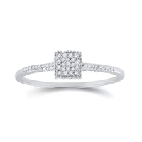 Load image into Gallery viewer, 10kt White Gold Womens Round Diamond Square Cluster Ring 1/20 Cttw
