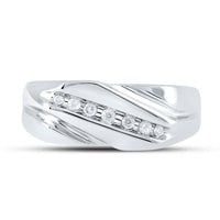 Load image into Gallery viewer, 10kt White Gold Mens Round Diamond Wedding Band Ring 1/8 Cttw
