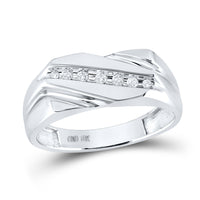 Load image into Gallery viewer, 10kt White Gold Mens Round Diamond Wedding Band Ring 1/8 Cttw
