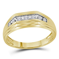 Load image into Gallery viewer, 10kt Yellow Gold Mens Round Diamond Flat Top Band Ring 1/4 Cttw
