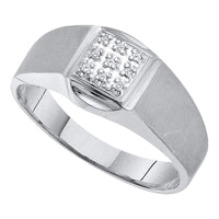 Load image into Gallery viewer, 10kt White Gold Mens Round Diamond Brushed Cluster Ring .03 Cttw

