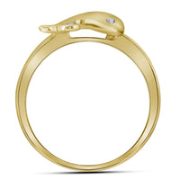 Load image into Gallery viewer, 10kt Yellow Gold Womens Round Diamond Slender Dolphin Animal Fish Ring 1/20 Cttw

