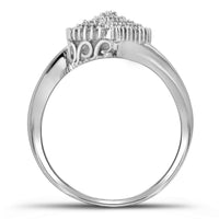 Load image into Gallery viewer, 10kt White Gold Womens Round Diamond Oval Cluster Ring 3/8 Cttw
