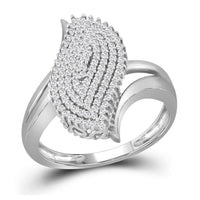 Load image into Gallery viewer, 10kt White Gold Womens Round Diamond Oval Cluster Ring 3/8 Cttw
