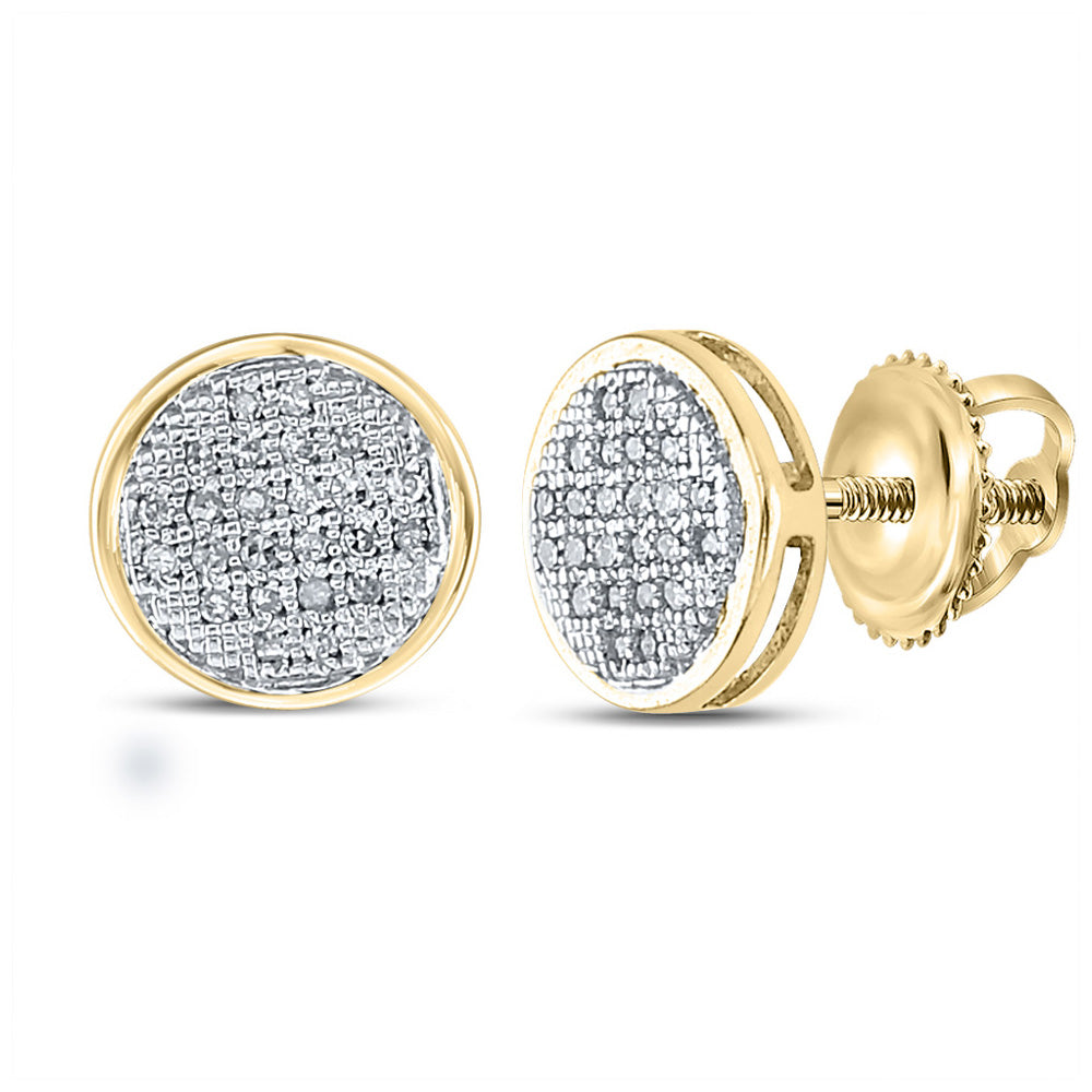 Yellow-tone Sterling Silver Womens Round Diamond Circle Earrings 1/6 Cttw