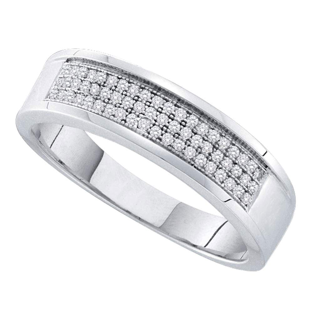 Sterling Silver Mens Round Diamond Band Ring 1/5 Cttw