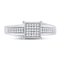 Load image into Gallery viewer, Sterling Silver Womens Round Diamond Square Cluster Ring 1/6 Cttw
