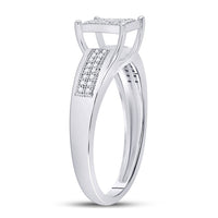 Load image into Gallery viewer, Sterling Silver Womens Round Diamond Square Cluster Ring 1/6 Cttw
