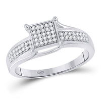 Load image into Gallery viewer, Sterling Silver Womens Round Diamond Square Cluster Ring 1/6 Cttw
