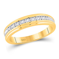 Load image into Gallery viewer, 10kt Yellow Gold His Hers Round Diamond Cluster Matching Wedding Set 1/3 Cttw
