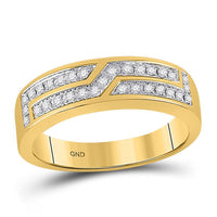 Load image into Gallery viewer, 10kt Yellow Gold His Hers Round Diamond Square Matching Wedding Set 1/2 Cttw
