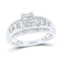 Load image into Gallery viewer, 10kt White Gold Princess Diamond Cluster Bridal Wedding Engagement Ring 1/2 Cttw
