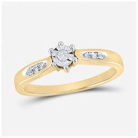 Load image into Gallery viewer, Yellow-tone Sterling Silver Round Diamond Solitaire Bridal Wedding Engagement Ring

