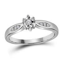 Load image into Gallery viewer, Sterling Silver Round Diamond Solitaire Bridal Wedding Engagement Ring 1/20 Cttw
