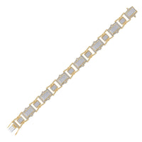 Load image into Gallery viewer, 10kt Yellow Gold Mens Round Diamond Rectangle Link Bracelet 2-1/2 Cttw
