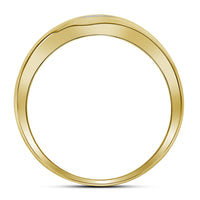 Load image into Gallery viewer, 10kt Yellow Gold Mens Round Channel-set Diamond Diagonal Double Row Wedding Band 1/3 Cttw
