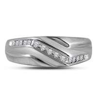 Load image into Gallery viewer, 10kt White Gold Mens Round Diamond Wedding Band Ring 1/8 Cttw
