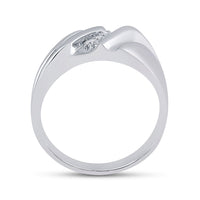 Load image into Gallery viewer, 10kt White Gold Mens Round Diamond Wedding Single Row Band Ring 1/10 Cttw
