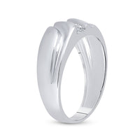 Load image into Gallery viewer, 10kt White Gold Mens Round Diamond Wedding Single Row Band Ring 1/10 Cttw
