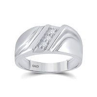 Load image into Gallery viewer, 10kt White Gold Mens Round Diamond Wedding Single Row Band Ring 1/10 Cttw
