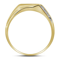 Load image into Gallery viewer, 10kt Yellow Gold Mens Round Diamond Diagonal Single Row Wedding Band Ring 1/8 Cttw
