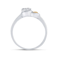 Load image into Gallery viewer, Two-tone Sterling Silver Womens Round Diamond Heart Ring .03 Cttw
