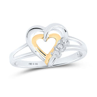 Load image into Gallery viewer, Two-tone Sterling Silver Womens Round Diamond Heart Ring .03 Cttw
