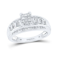 Load image into Gallery viewer, 10kt White Gold Princess Diamond Cluster Bridal Wedding Engagement Ring 1/2 Cttw
