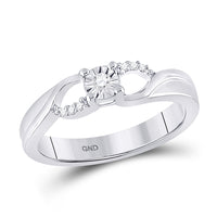 Load image into Gallery viewer, Sterling Silver Womens Round Diamond Solitaire Promise Bridal Engagement Ring 1/20 Cttw
