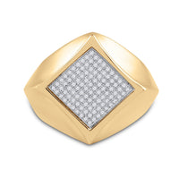 Load image into Gallery viewer, 10kt Yellow Gold Mens Round Diamond Offset Square Ring 1/3 Cttw
