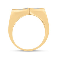 Load image into Gallery viewer, 10kt Yellow Gold Mens Round Diamond Offset Square Ring 1/3 Cttw

