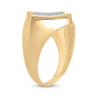 Load image into Gallery viewer, 10kt Yellow Gold Mens Round Diamond Offset Square Ring 1/3 Cttw

