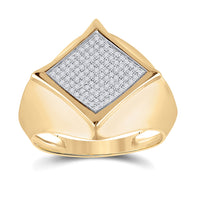 Load image into Gallery viewer, 10kt Yellow Gold Mens Round Diamond Offset Square Ring 1/3 Cttw
