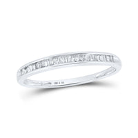 Load image into Gallery viewer, Sterling Silver Womens Baguette Diamond Wedding Anniversary Band Ring 1/6 Cttw
