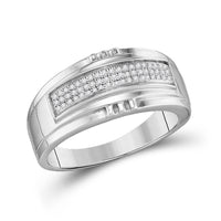 Load image into Gallery viewer, Sterling Silver His Hers Round Diamond Matching Wedding Set 3/8 Cttw
