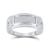 Load image into Gallery viewer, Sterling Silver His Hers Round Diamond Cluster Matching Wedding Set 1/2 Cttw
