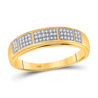Load image into Gallery viewer, 10kt Yellow Gold His Hers Round Diamond Cluster Matching Wedding Set 1/3 Cttw
